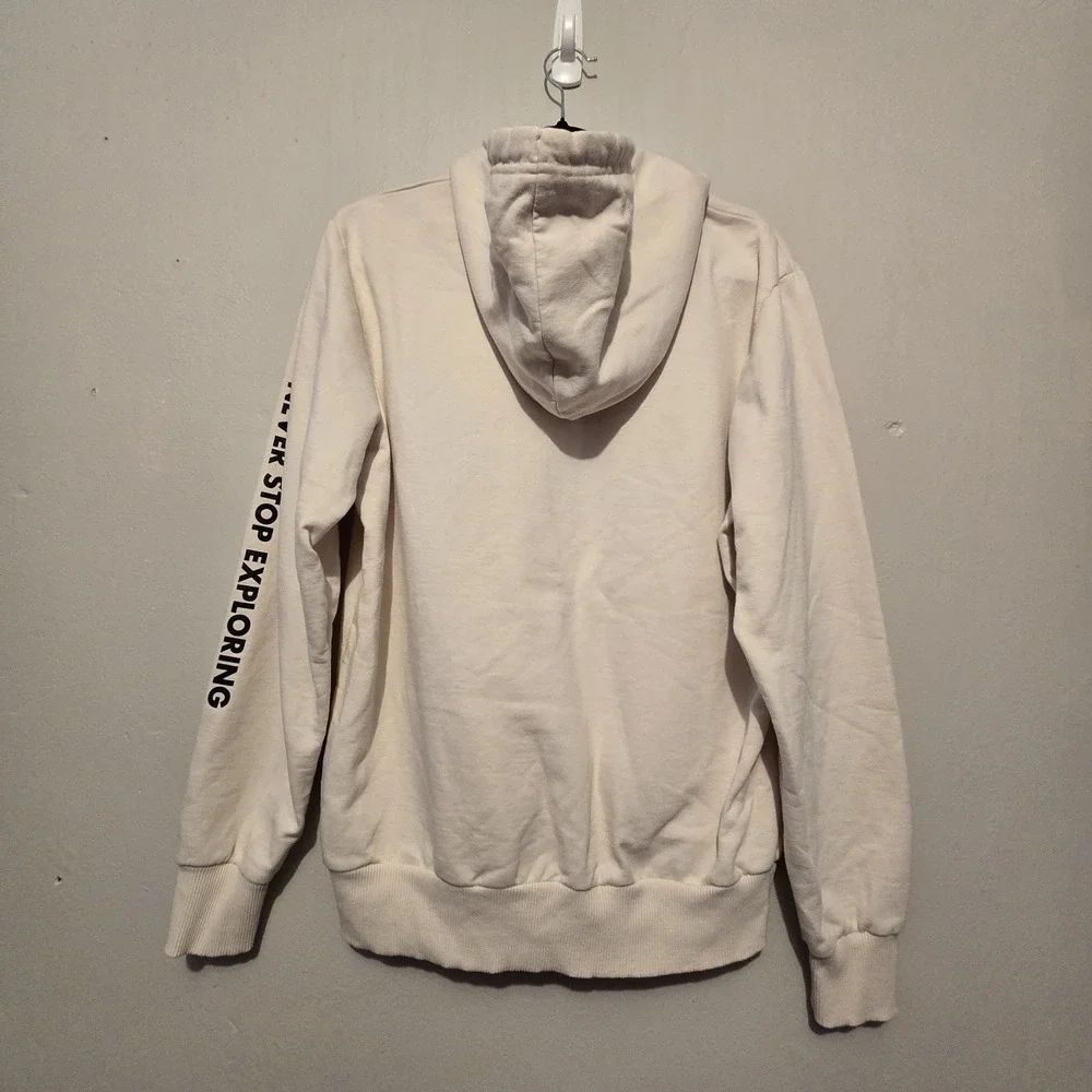 The North Face Hoodie Mens MED Cream Brown Never Stop Exploring Outdoor Pocket